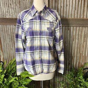 Purple plaid Roper western shirt with pearl snap closures size XL